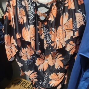 Orange & black Plus Size 3X, One-Piece Bathing Suit. Built-In Breast Support